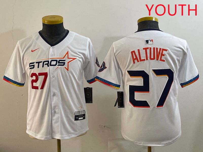 Youth Houston Astros #27 Altuve White Fourth generation Joint Name 2025 Nike MLB Jersey style 6